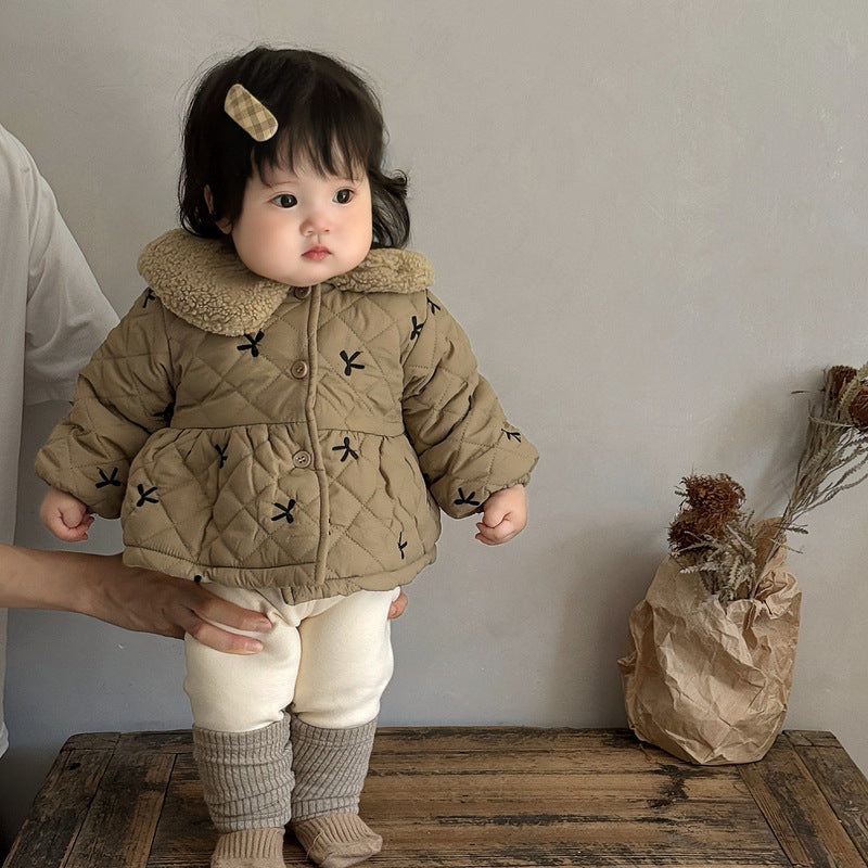 【66-100cm】 蝶結 裏起毛 コットン アウター