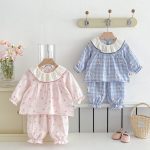 【73-100】フリル襟 カートゥーン プリント ルームウェア セットアップ - 画像 (3)