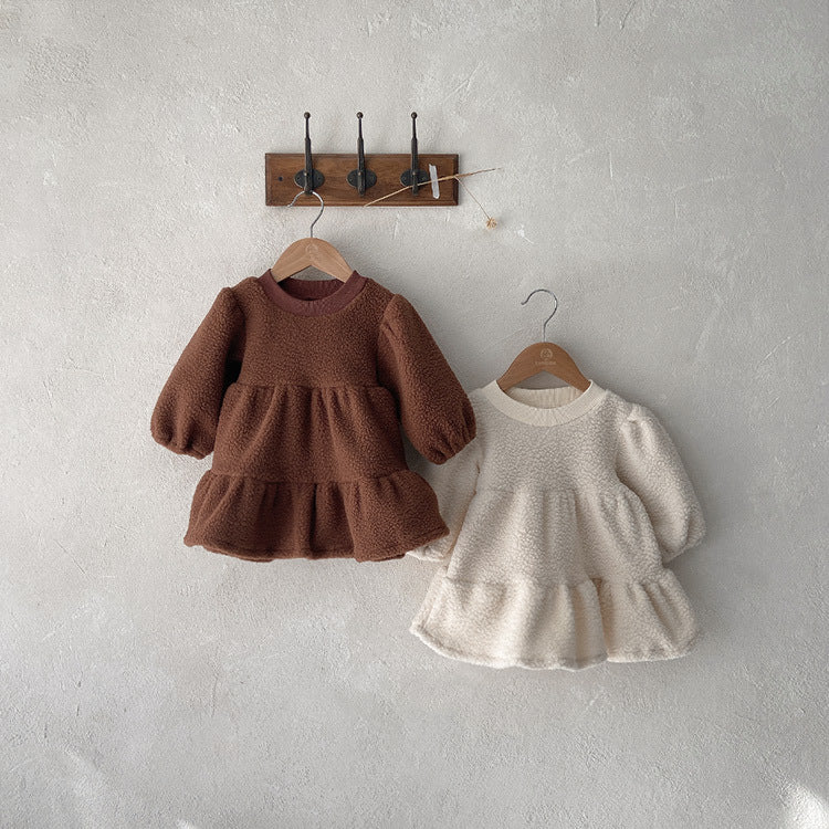 【73-100cm】 女の子 純色 ワンピース
