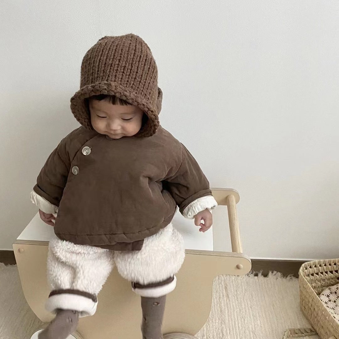 【73-100】韓国風 厚手 暖かい 帽子付き コート - 画像 (3)