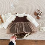 【66-90】 厚みのあるベルベットのスカート ロンパース - 画像 (3)