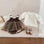 【66-90】 厚みのあるベルベットのスカート ロンパース - 画像 (4)