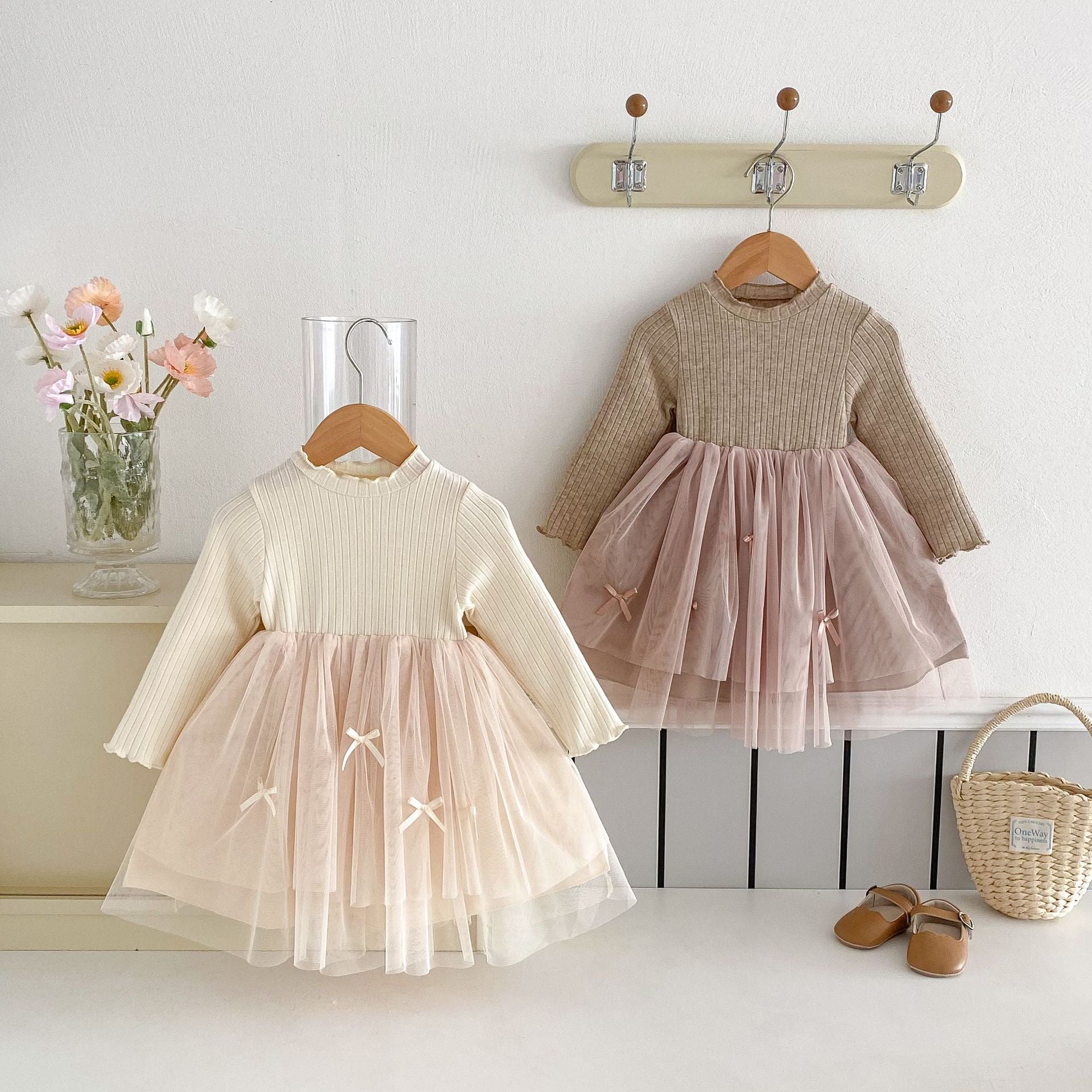 【90-130cm】リボン付き ワンピース