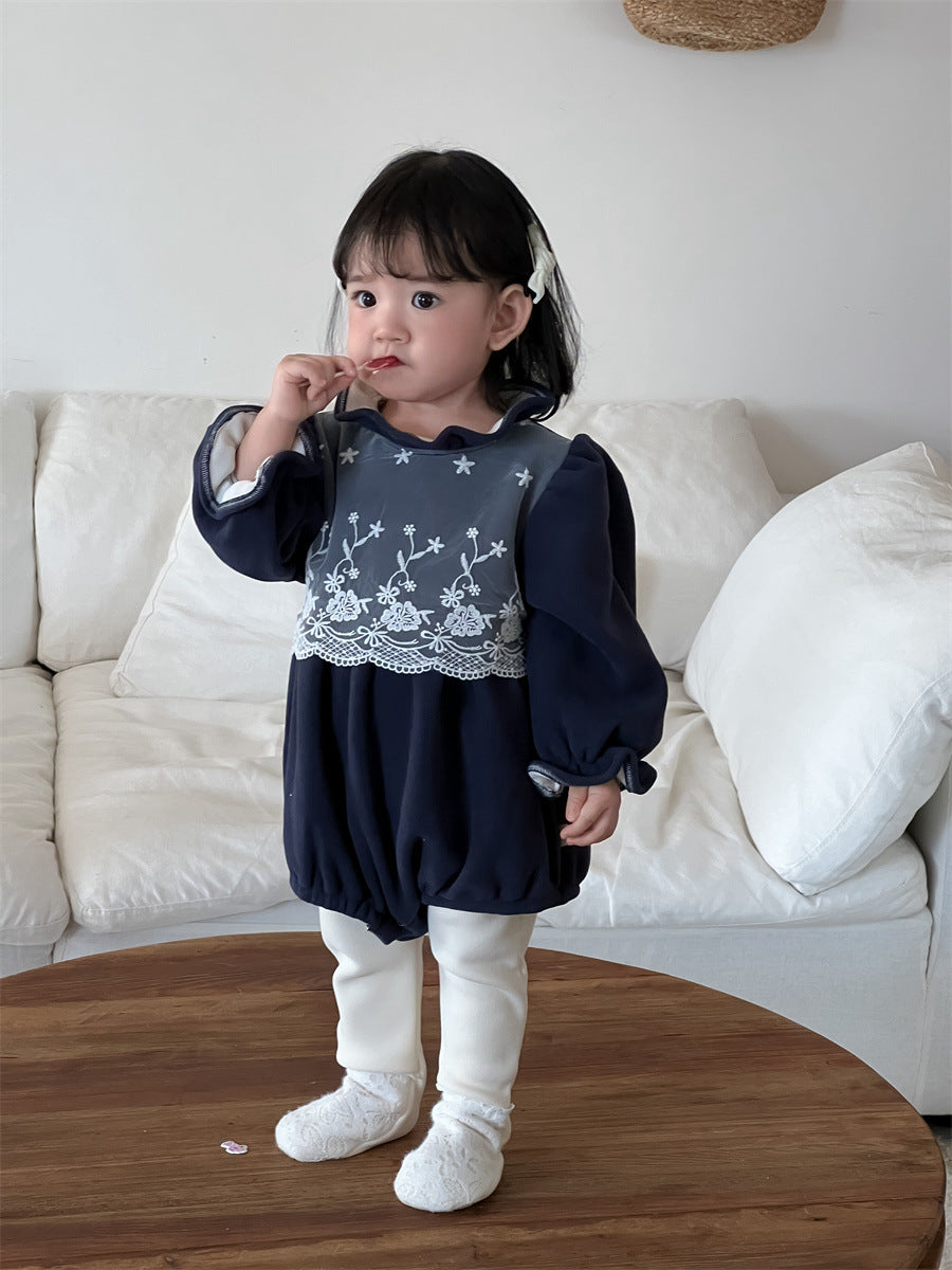 【66-90】レース 花刺繡 ロンパース - 画像 (13)