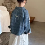 【90-150】 リボン付き デニム アウター