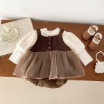 【66-90】 厚みのあるベルベットのスカート ロンパース - 画像 (5)