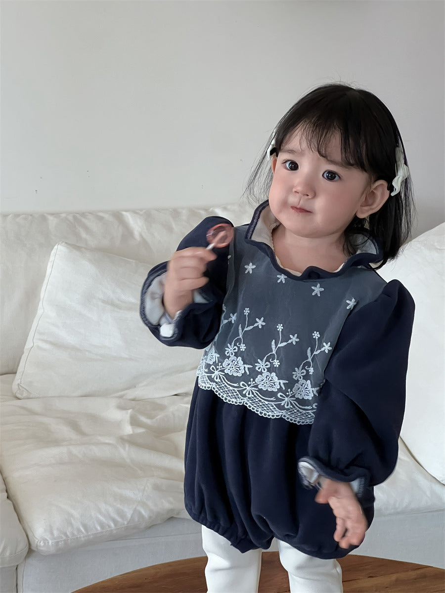 【66-90】レース 花刺繡 ロンパース - 画像 (14)