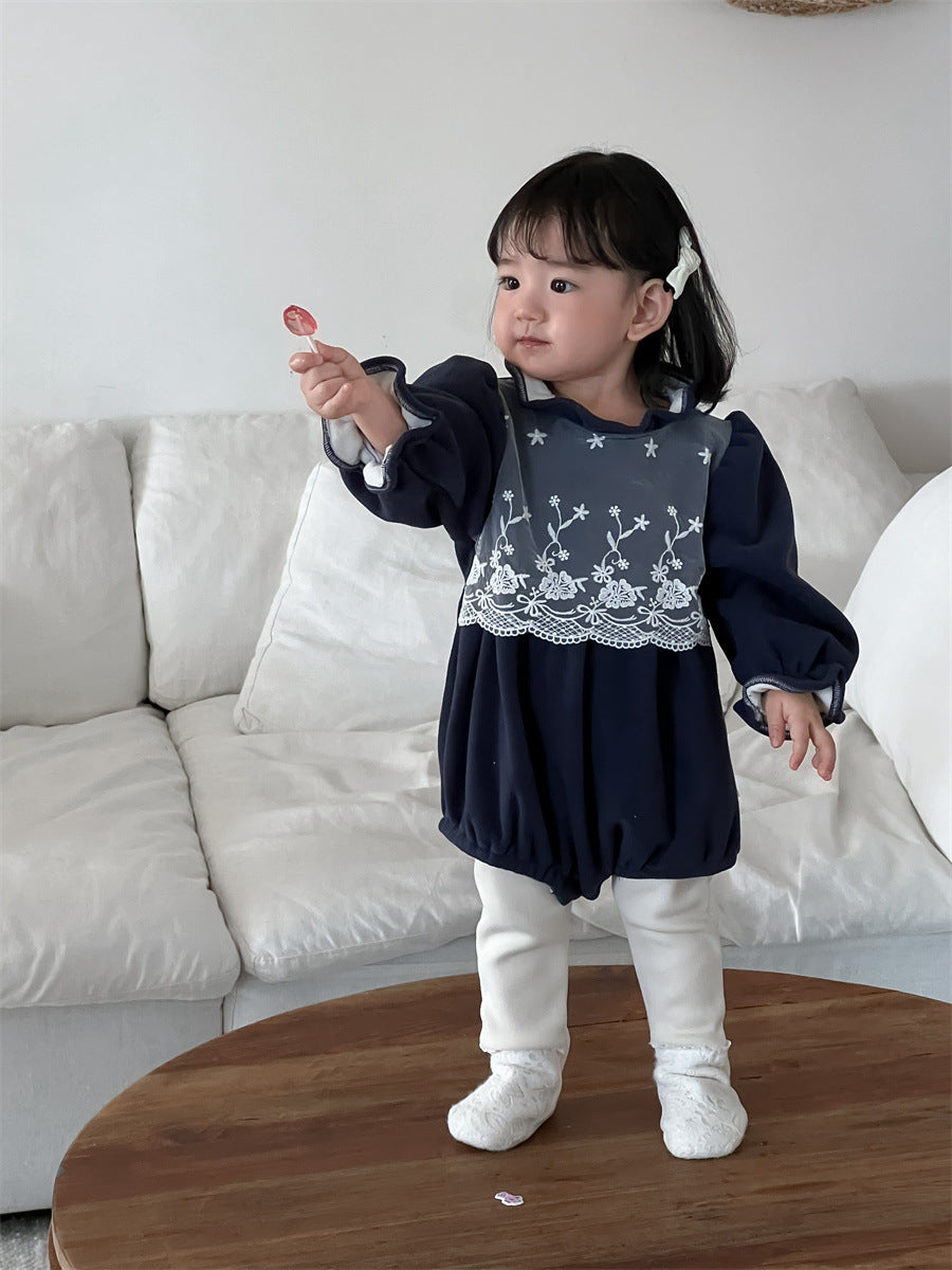 【66-90】レース 花刺繡 ロンパース - 画像 (15)