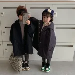 【80-150】 韓国風 暖かい フート付き ロングコート - 画像 (14)