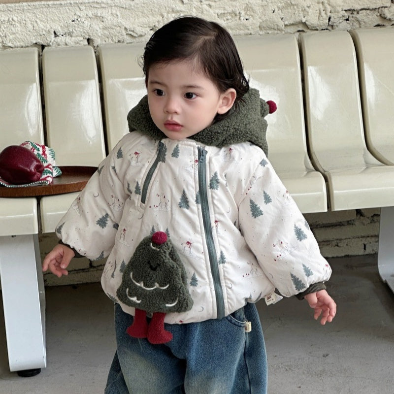 【73-100】 クリスマスツリー 中綿 アウター - 画像 (4)