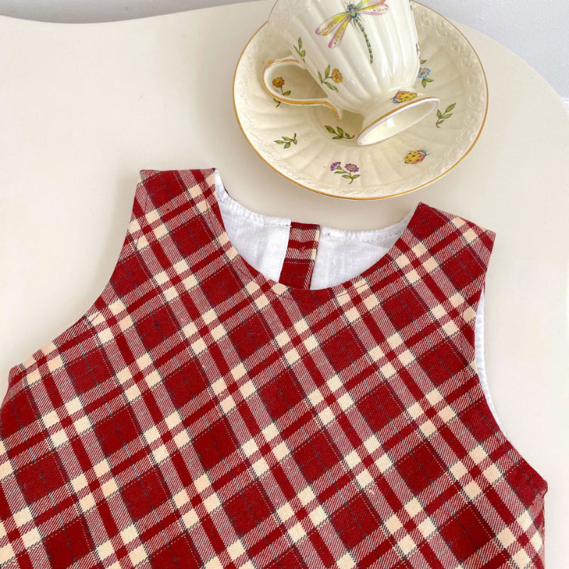 【73-120】学院風 チェック ワンピース or さくらんぼ 刺繍襟 Tシャツ - 画像 (14)