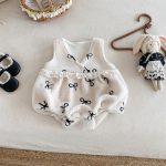 【66-90】 ボア リボン 刺繍 ロンパース - 画像 (4)