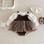 【66-90】 厚みのあるベルベットのスカート ロンパース - 画像 (7)