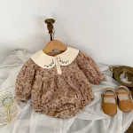 【66-90】 丸襟 小花柄 ロンパース - 画像 (4)