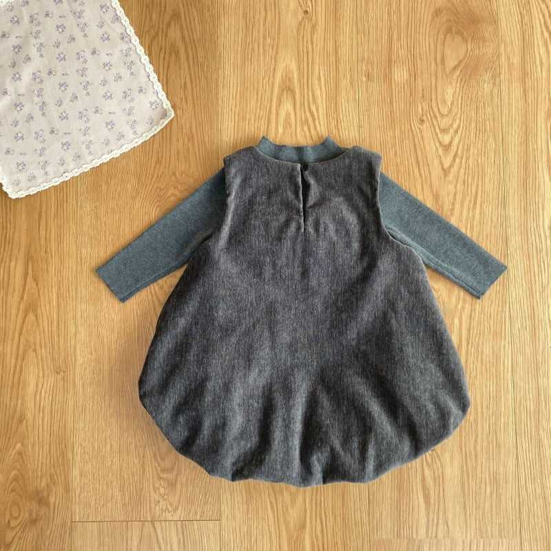 【73-100】 ヘップバーン風ドレスワンピ&ニットインナー 2点セット - 画像 (11)