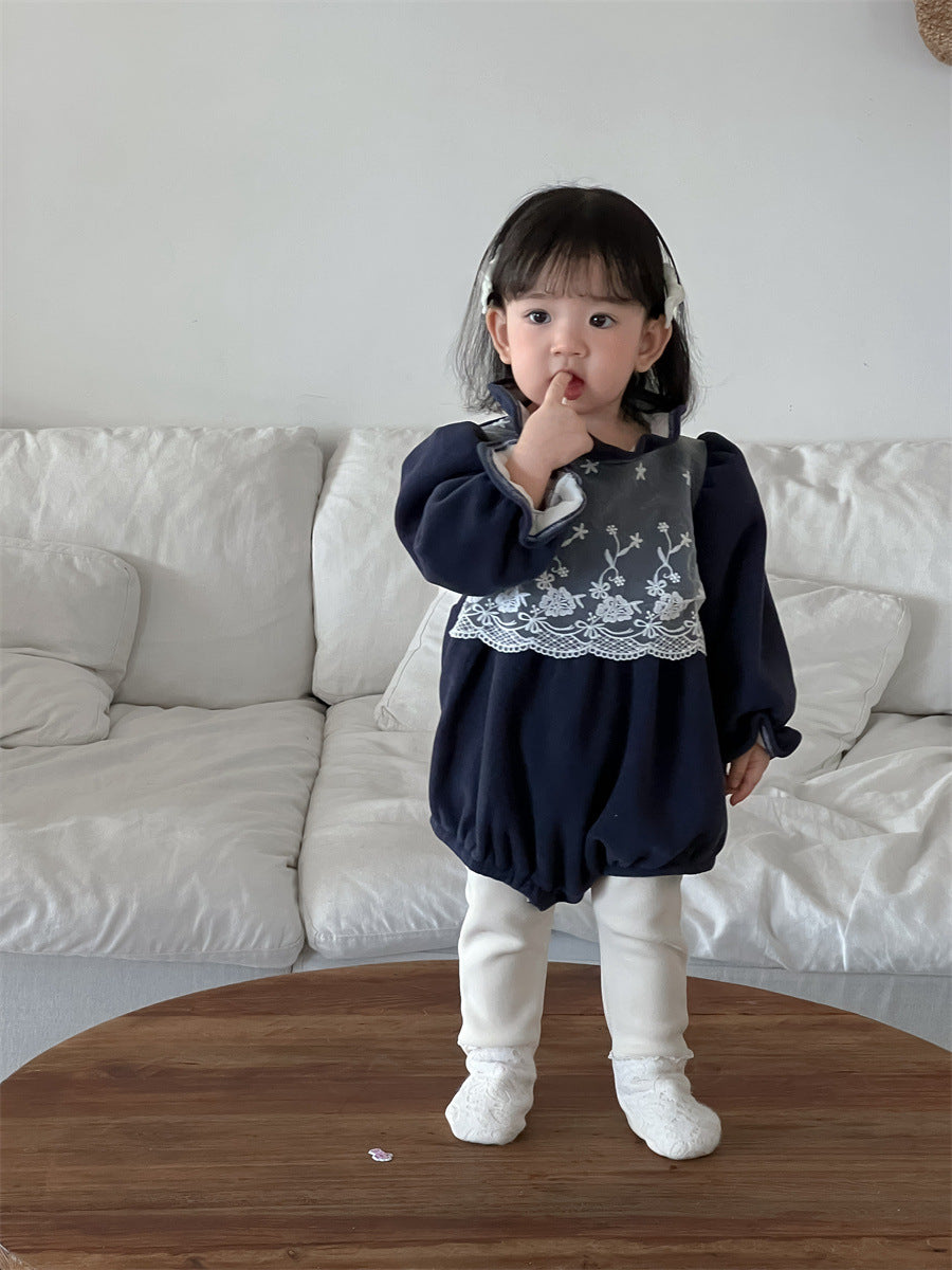 【66-90】レース 花刺繡 ロンパース - 画像 (17)