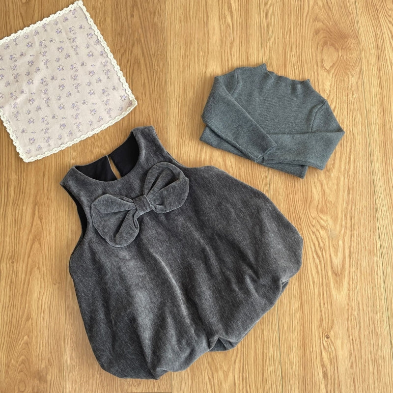 【73-100】 ヘップバーン風ドレスワンピ&ニットインナー 2点セット - 画像 (12)