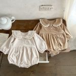 【66-100】フリル襟 コーデュロイ ロンパース