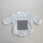 【66-90】ポケット付き ボーダー ロンパース - 画像 (11)