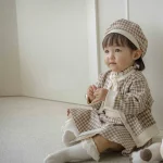 【73-100】チェック柄帽子+ トップス + スカート セットアップ/ロンパース - 画像 (6)