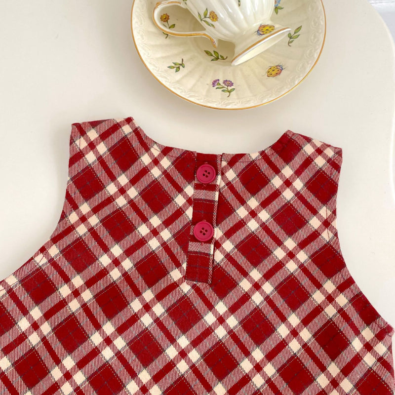 【73-120】学院風 チェック ワンピース or さくらんぼ 刺繍襟 Tシャツ - 画像 (18)