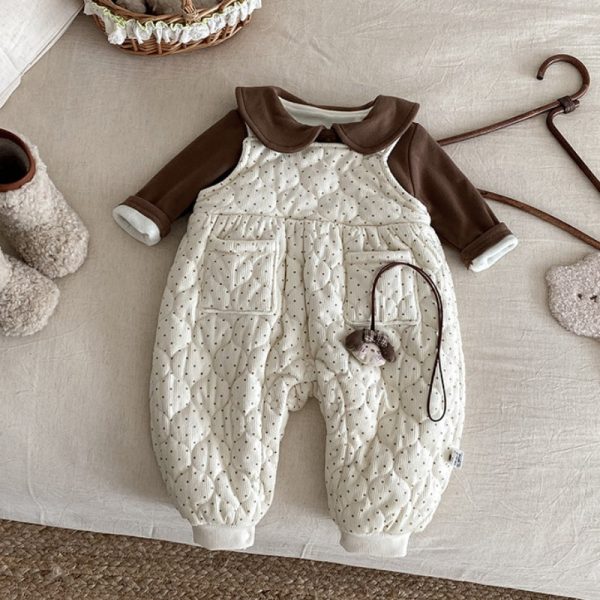 【66-90cm】 キルティング サロペット＆裏起毛 インナー