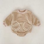 【66-90】 無地 フリース ロンパース - 画像 (10)