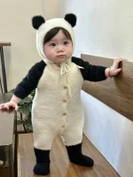 【66-100】 帽子付き ボア ロンパース - 画像 (6)