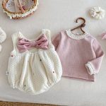 【66-90】 カラフル ハート 裏起毛 ロンパース レース リブ インナー - 画像 (8)