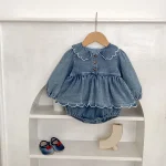 【66-90】 フリルデニム ロンパース - 画像 (4)