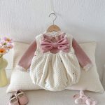 【66-90】 カラフル ハート 裏起毛 ロンパース レース リブ インナー - 画像 (6)