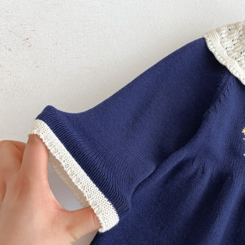 【73-110】小花 刺繍 ニット ワンピース - 画像 (13)