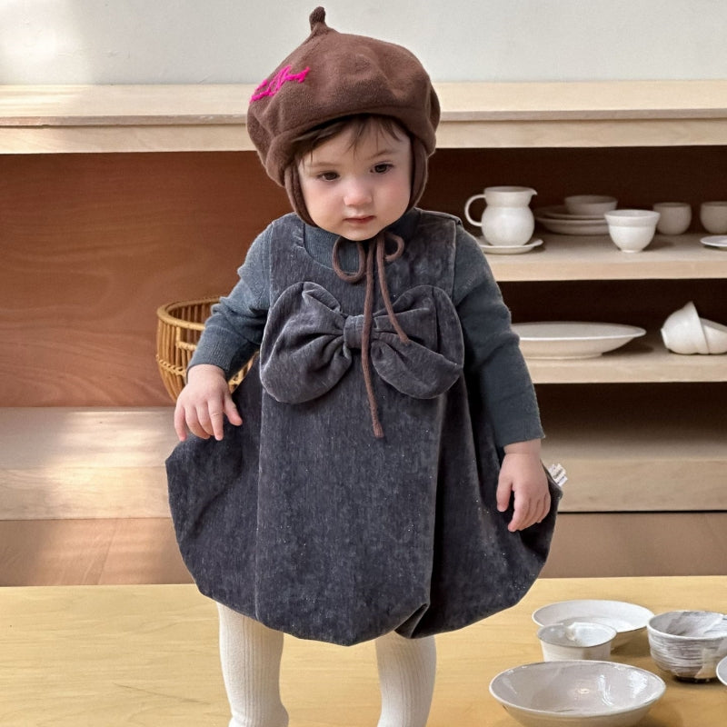 【73-100】 ヘップバーン風ドレスワンピ&ニットインナー 2点セット - 画像 (3)