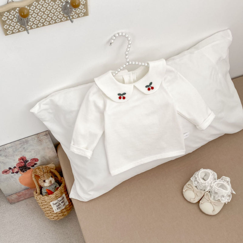 【73-120】学院風 チェック ワンピース or さくらんぼ 刺繍襟 Tシャツ - 画像 (13)