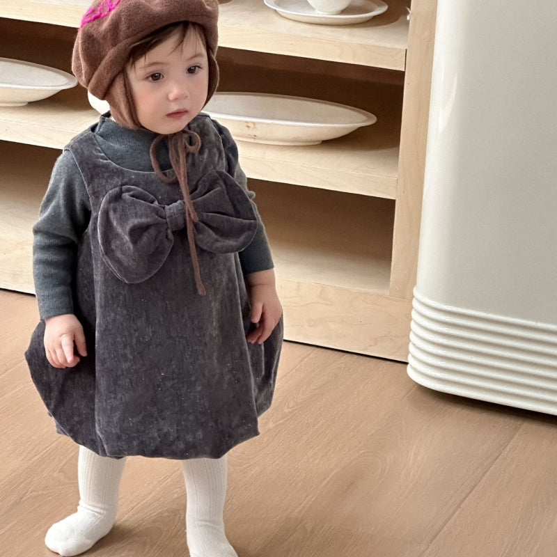 【73-100】 ヘップバーン風ドレスワンピ&ニットインナー 2点セット - 画像 (4)