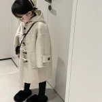 【90-150】 シンプルデザイン フーデッド コート - 画像 (3)