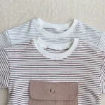 【66-90】ポケット付き ボーダー ロンパース - 画像 (10)