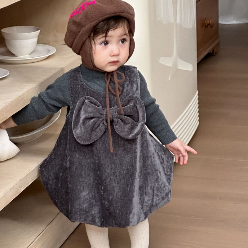 【73-100】 ヘップバーン風ドレスワンピ&ニットインナー 2点セット - 画像 (5)