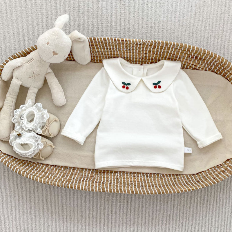 【73-120】学院風 チェック ワンピース or さくらんぼ 刺繍襟 Tシャツ - 画像 (6)