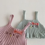 【66-100】 フリル トップス &ネコ 刺繡 3点セット - 画像 (5)