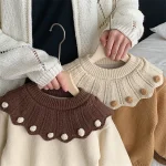【90-130】 フリルビッグ襟 ニット トップス - 画像 (10)