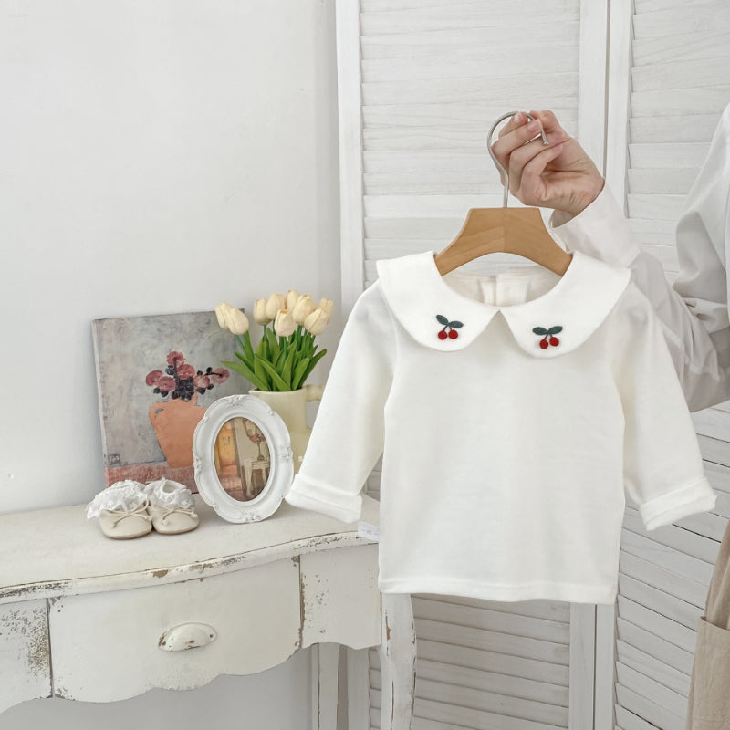 【73-120】学院風 チェック ワンピース or さくらんぼ 刺繍襟 Tシャツ - 画像 (10)