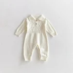 【66-100】 ポロ ゲーブル編み オールインワン - 画像 (3)