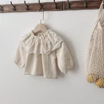 【73-100】 フリル フラワー襟 シャツ - 画像 (5)