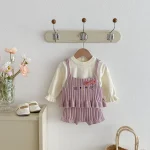 【66-100】 フリル トップス &ネコ 刺繡 3点セット - 画像 (3)