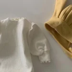 【66-90】 韓国風 パフスリーブ リブ ロンパース - 画像 (10)