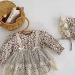 【66-90】 ワンピース風 花柄 ロンパース - 画像 (6)