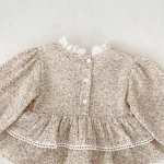 【66-90】 小花柄 リネン ロンパース - 画像 (10)