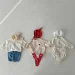 【66-90】 ハート刺しゅう ロンパース - 画像 (3)