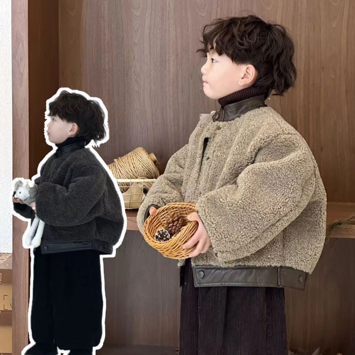 【90-150】ふわふわ あったか シンプル アウター/パンツ - 画像 (3)